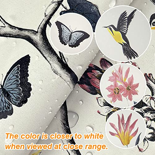 Orainege Floral Peel And Stick Wallpaper Vintage Floral Wallpaper 17.7In X 236.2In Floral Contact Paper Peel And Stick Bird Removable Wallpaper Flowers Butterfly Self Adhesive Wall Paper Bathroom thumb #5