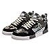 Hhhchpm Men's High-Top Striped Lace-Up Skate Shoes for Casual Comfort and Outdoor Activities,Suitable for All Seasons (Black,8.5)