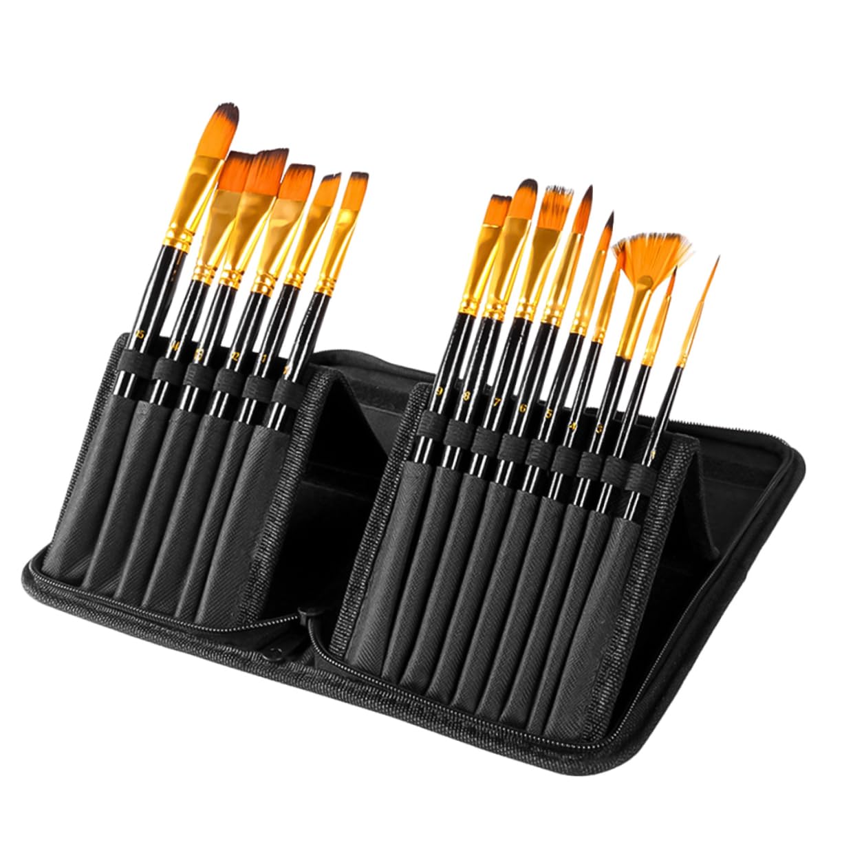 Juego de Pinceles de Pintura Portátil para Niños 15 Piezas Negro