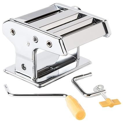 JJ BROTHERS 3 in 1 Stainless Steel Pasta Maker Noodle Making Dough Roller Cutter Machine Hand Crank and Clamp for Spaghetti and Lasagna Tagliatelle Fettuccine