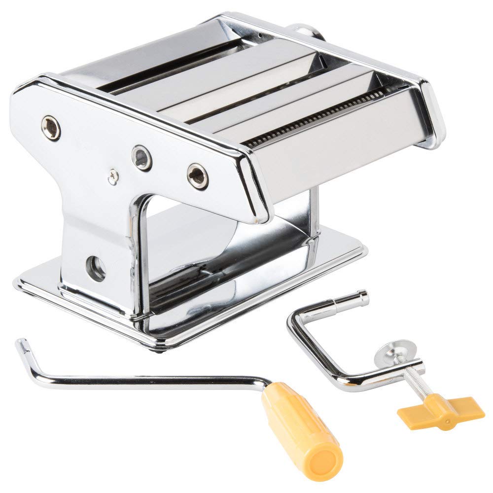 JJ BROTHERS 3 in 1 Stainless Steel Pasta Maker Noodle Making Dough Roller Cutter Machine Hand Crank and Clamp for Spaghetti and Lasagna Tagliatelle Fettuccine