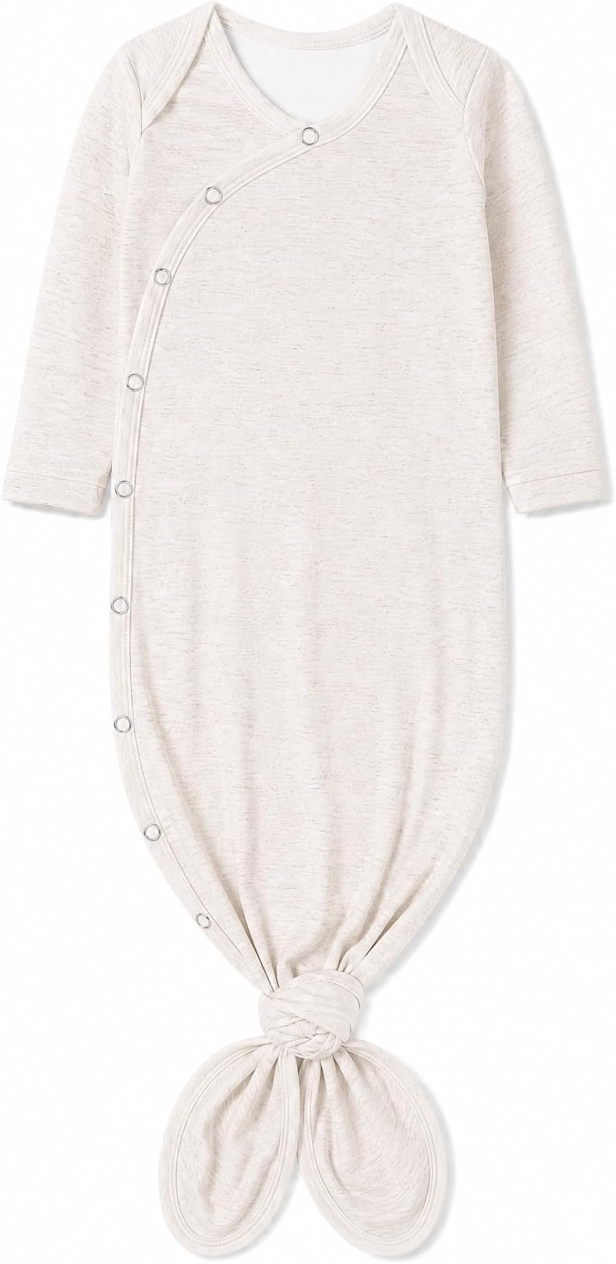 Copper Pearl Baby Gown - Knotted Newborn Sleepers for Baby Boy and Girl, Soft Stretchy Long Sleeve Infant Gowns with Bottom Tie and Hand Mittens, Perfect Hospital Coming Home Outfit (Oat)