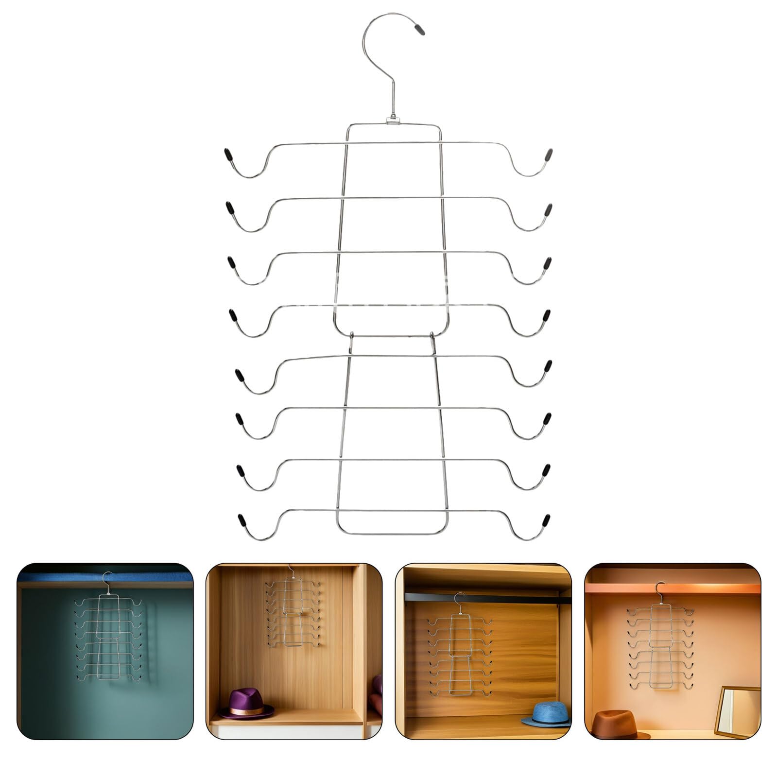 4 Stück Faltbare BH Aufhänger aus Metall mit 360° Drehbarem Haken Platzsparend für Kleiderschrank Organizer Vielseitig für BHS Tops Schals und Gürtel Silber