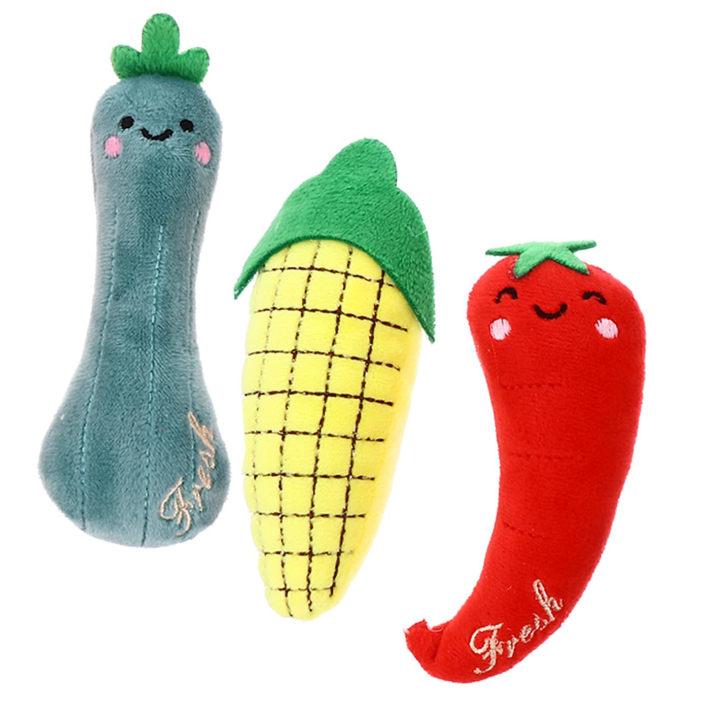 GANAZONO Lot de 3 Jouets à Mâcher en Peluche Herbe à Chat pour Chats D'intérieur Assortiment Poivron et Courgette Stimulants et Solide Accessoires pour Chatons et Jeu Interactif