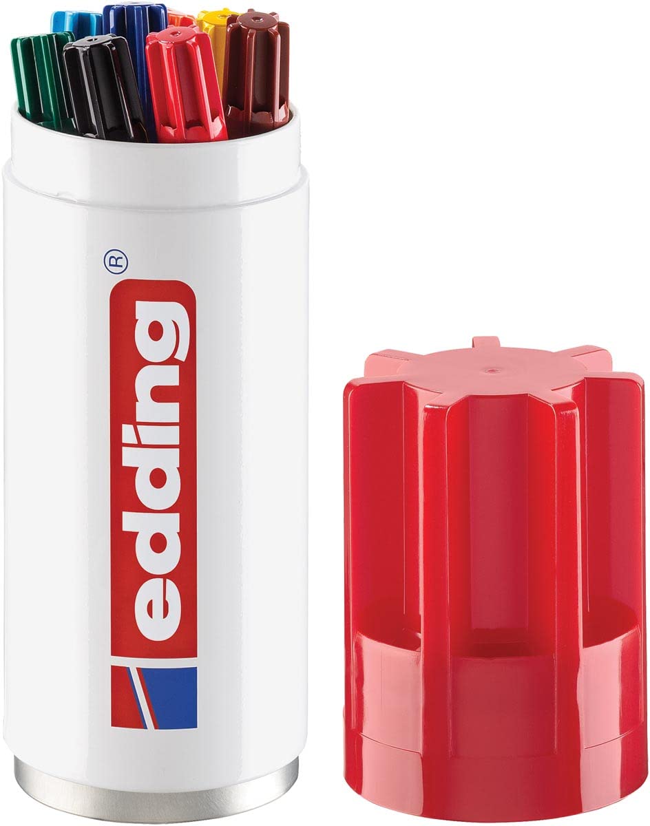 edding 3000 marcador permanente - caja metálica de 8 colores - punta redonda - indeleble de secado rápido - resistente al agua y a los borrones - cartón plástico madera metal - rotuladores universal