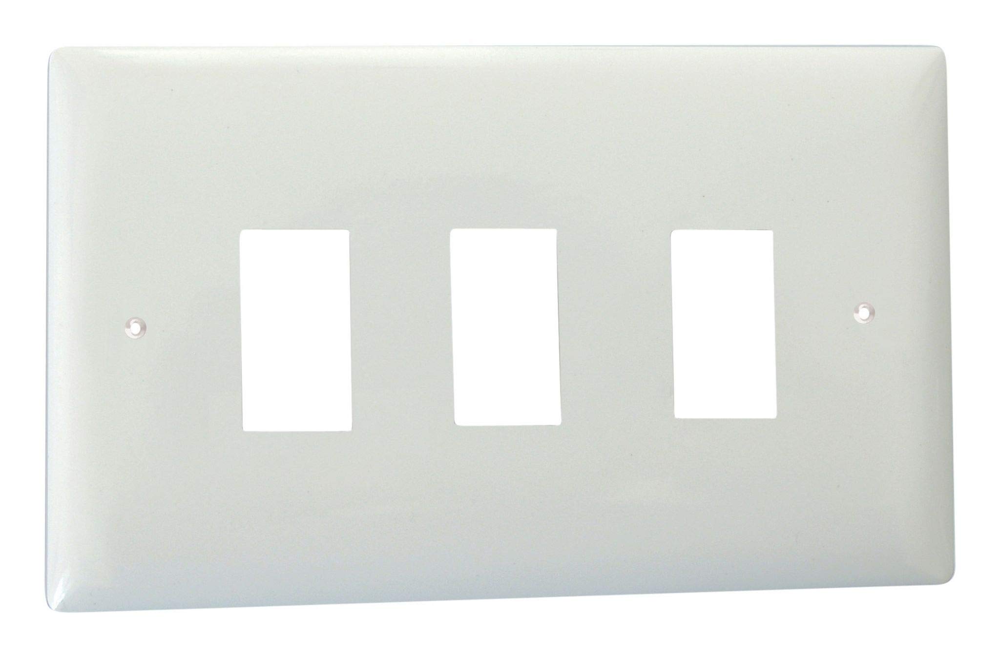 Varilight XOPGY3 Powergrid Polar White 3 Gang Grid Plate (Twin Plate)