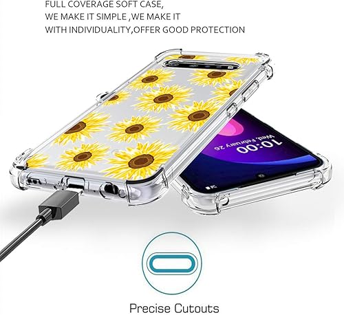 Miniatura 6 de Osophter Funda para LG V60 ThinQ, LG V60 Funda floral floral para niñas y mujeres, absorción de golpes flexible de goma TPU para LG V60 ThinQ (flor