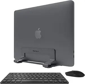 Macally Wireless Mini Keyboard & Mouse Combo and a Vertical Laptop Stand, Organize You Desk, Keep Your Laptop Safe