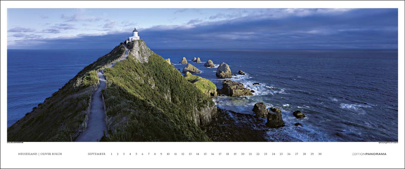 Neuseeland: Immerwährender Panorama-Kalender in 1,15 Meter Breite.: Immerwährender Kalender