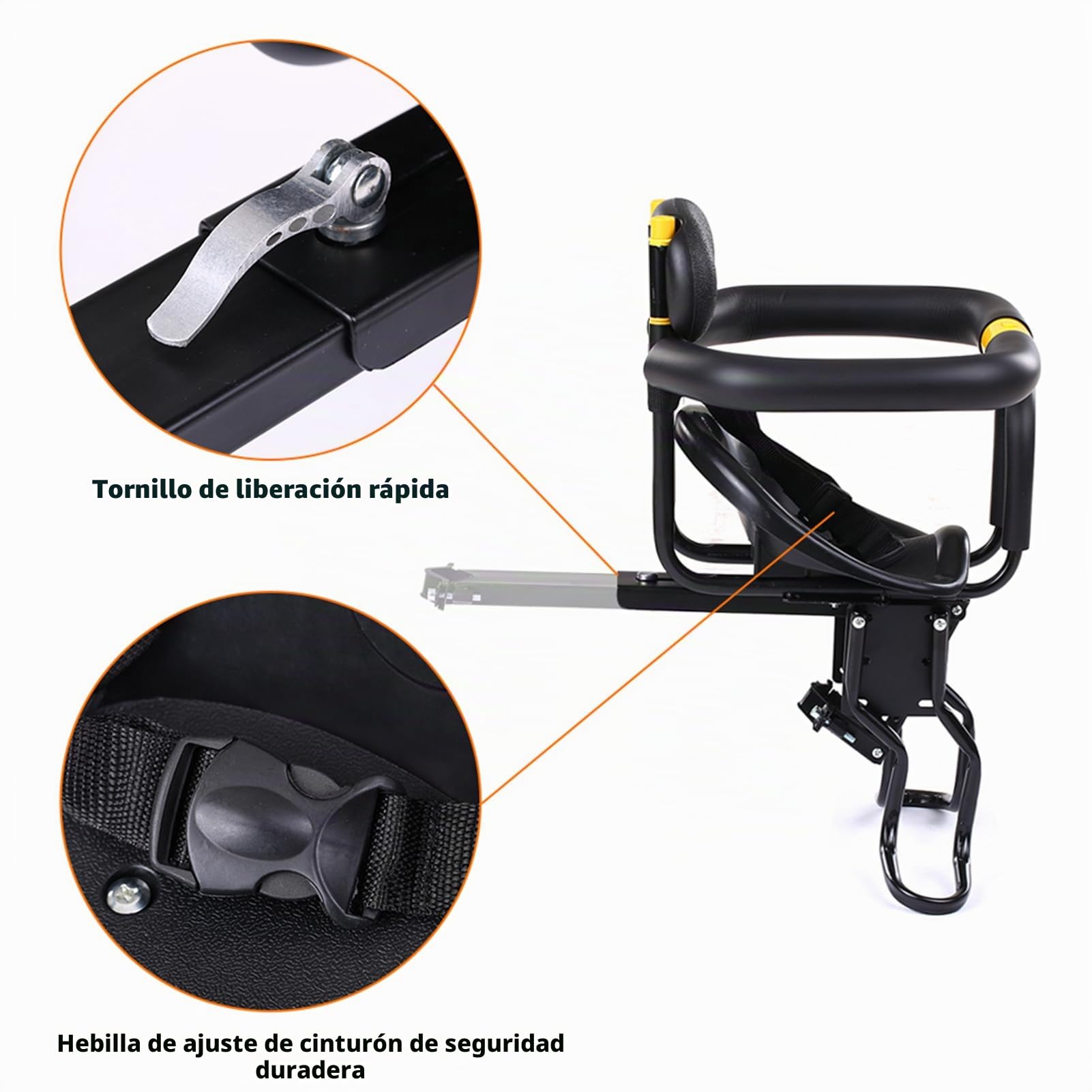 Lixada Asiento Delantero de Bicicleta de Seguridad para niños Sillín de niños con Pedales Soporte de Apoyo para Bicicleta de Carreras MTB