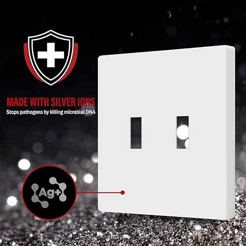 Miniatura 2 de ENERLITES Cubierta para interruptor de palanca, placa de pared sin tornillos, tamaño estándar de 2 bandas, 4.68 x 4.73 pulgadas, policarbonato