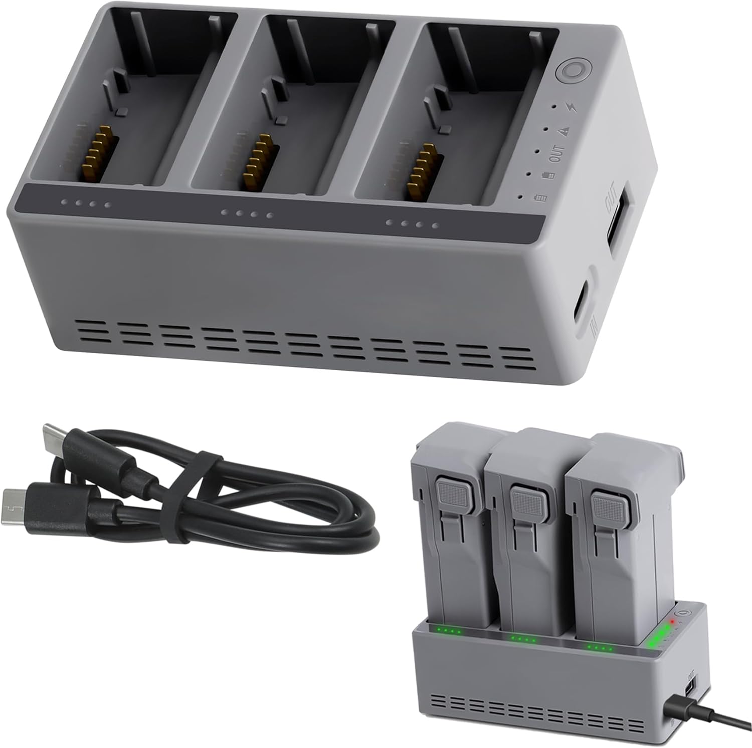Triple Charger Compatible with DJI Mini 5/4/3 Pro, for Simultaneous Charging & Three-Battery Management