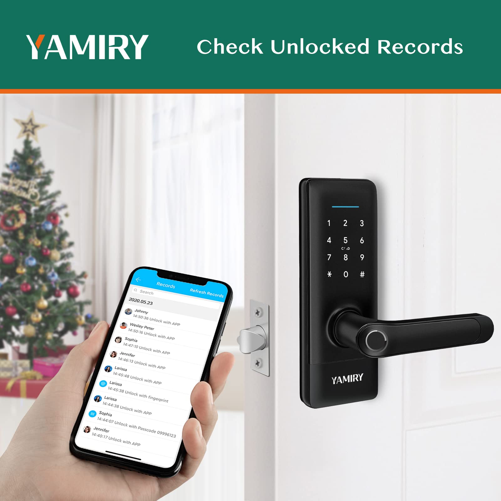 Smart Door Lock, Yamiry Smart Door Handle, Biometric Fingerprint Door