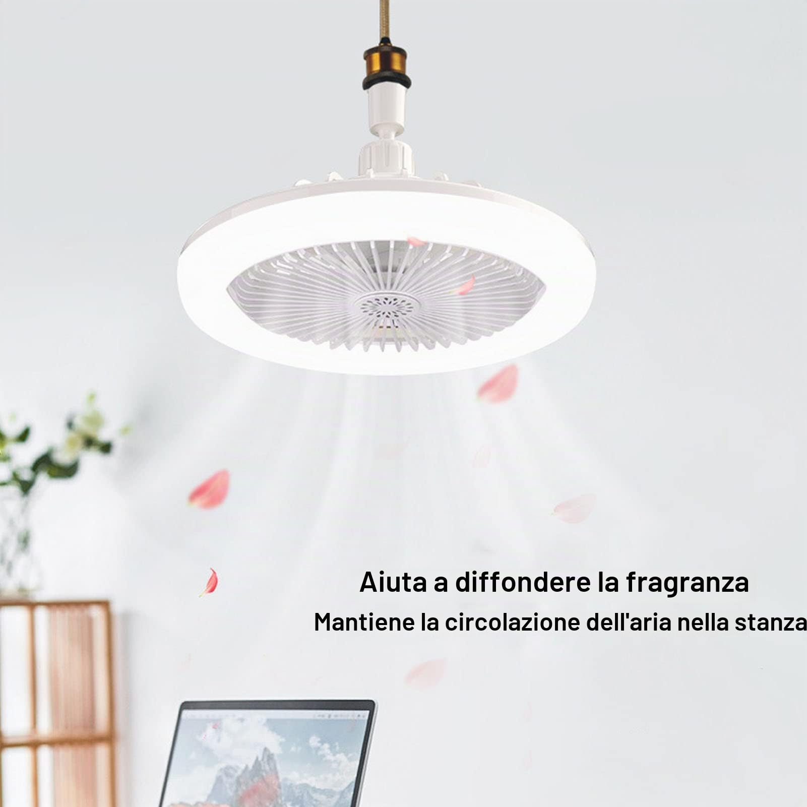 Ventilatore da Soffitto con Luci, Ventilatore da Soffitto Chiuso Regolabile a 3 velocità con Telecomando, Ventilatore Portalampada E27, Mini Ventilatore da Soffitto Luci per