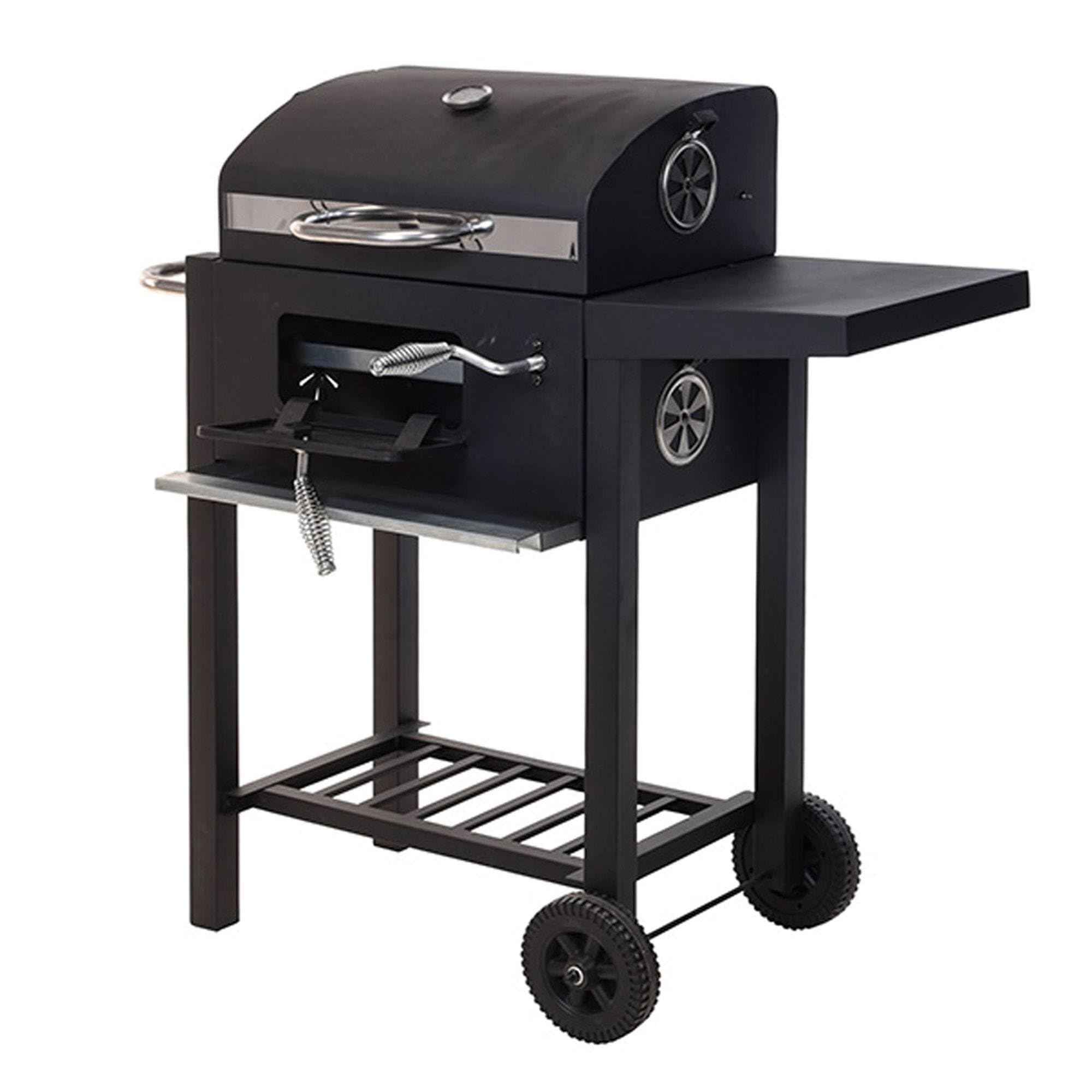 Well Home Barbacoa de carbón Color Negro con Doble Parrilla y Mesa Auxiliar H.96cm
