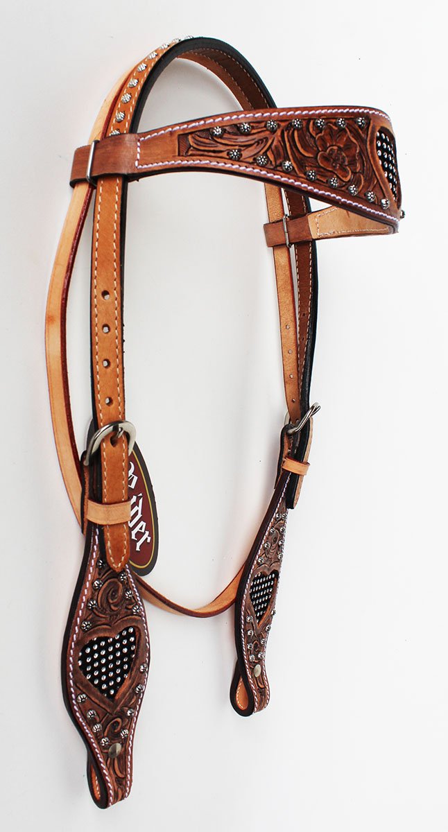 ProRider Horse Show Tack Bridle Western Leather Headstall 8597H