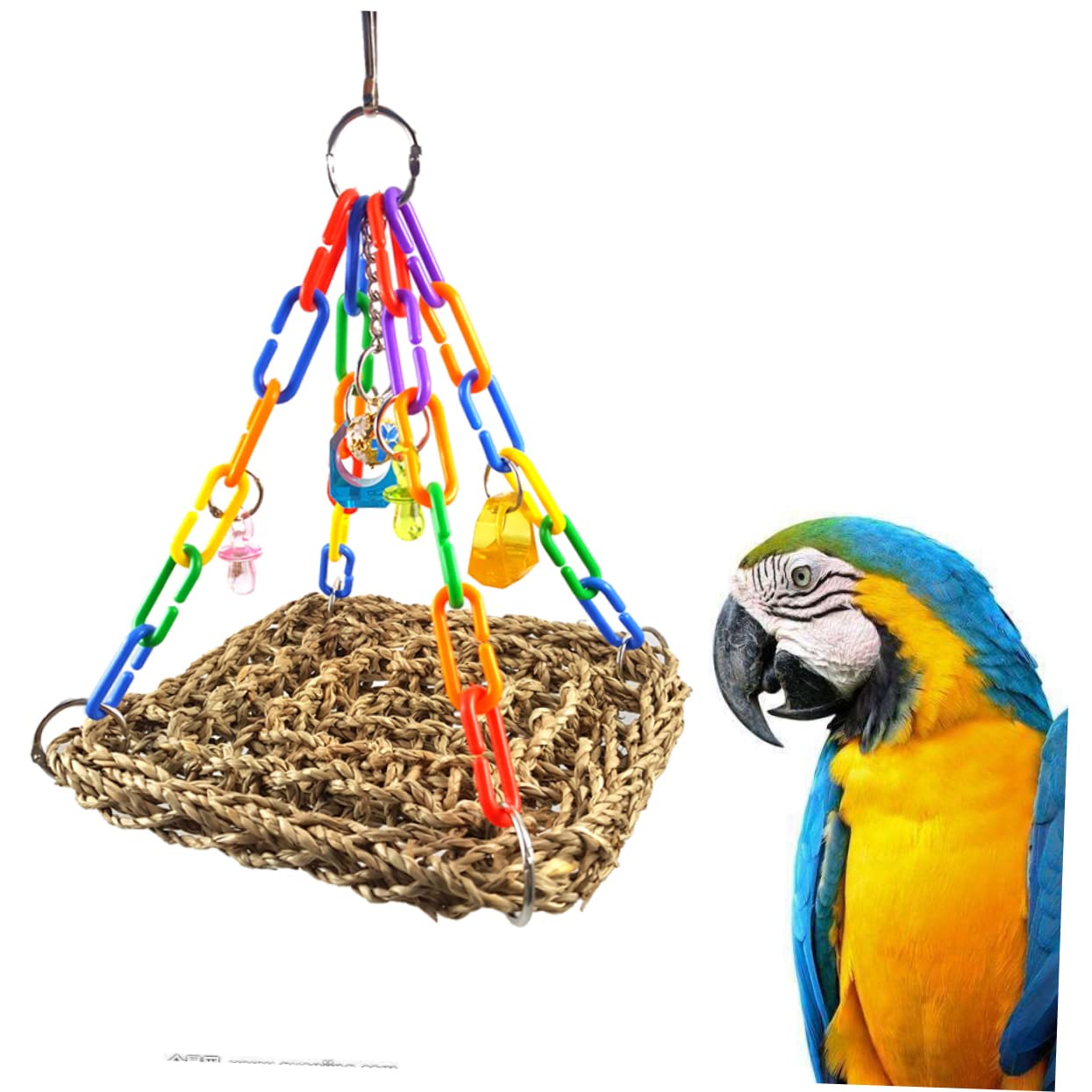 Angoily 3pièces Hamac à Oiseaux pour Perroquets Jouet à Mordre Et Plateforme Suspendue pour Petits Oiseaux pour Perruches Et Calopsittes