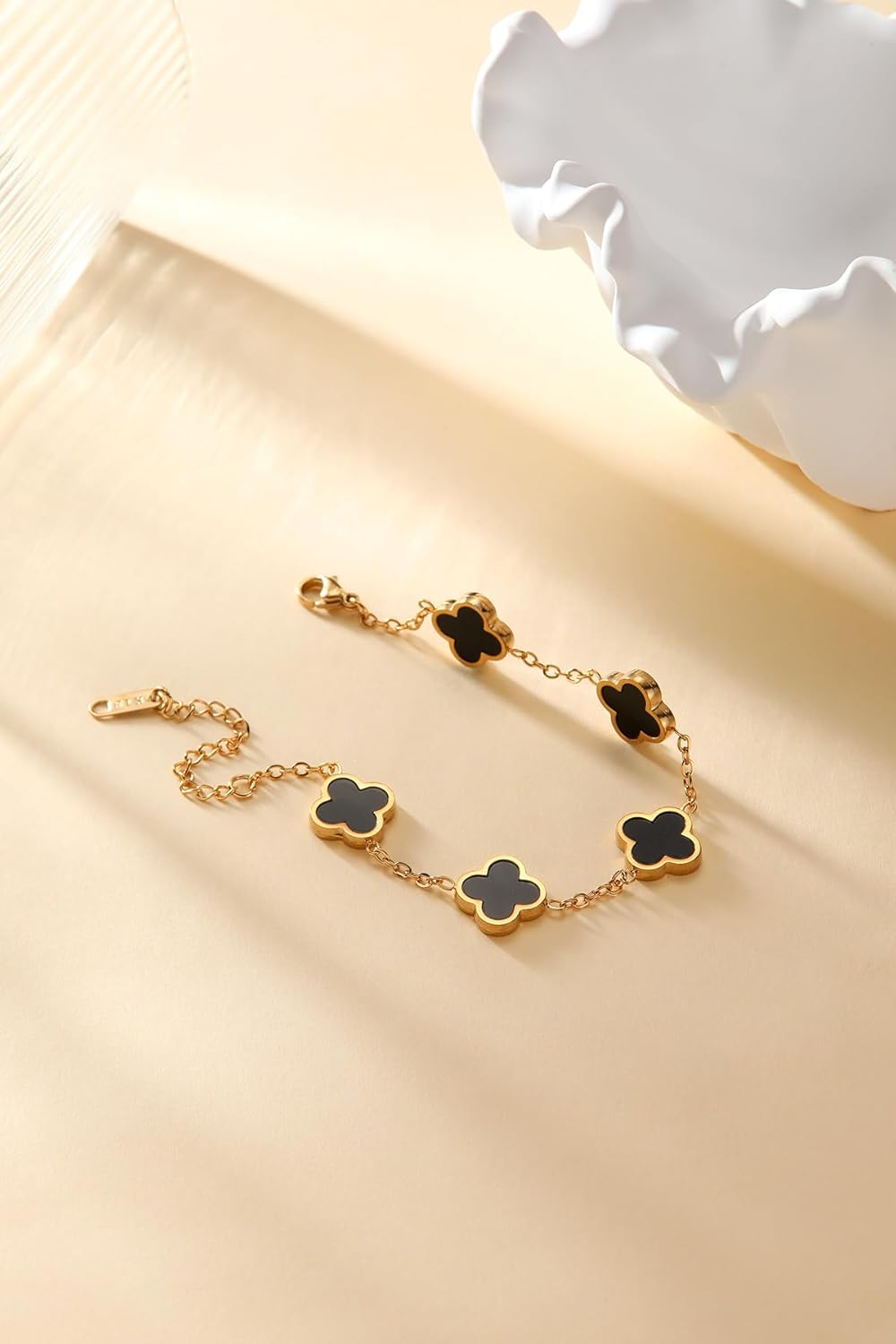 Gold Bracelets for Women,Four Leaf Clover Bracelet,Fashion Jewelry for Women,Gifts for Women,Lucky Bracelet for women,Double-sided Same Color,18K Gold-plated Titanium Steel - Image 3