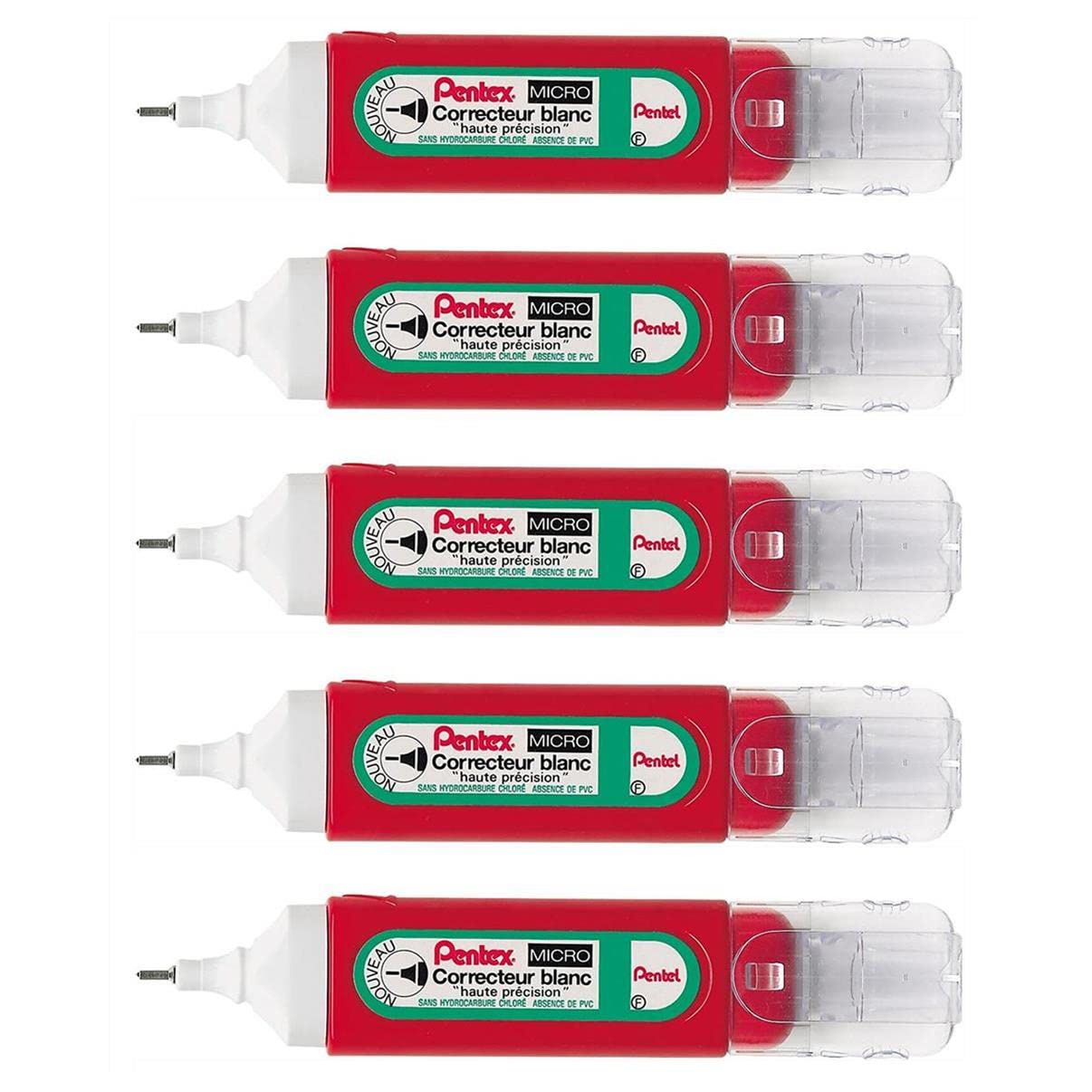 PENTEL Pentex ZLC31-W Korrekturstifte, feine Spitze, 12 ml, 5 Stück