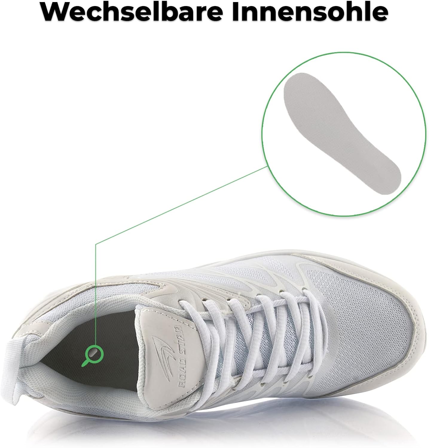 Fusskleidung unisex trainers, cushioned sports shoes, lightweight running shoes 38 EU White