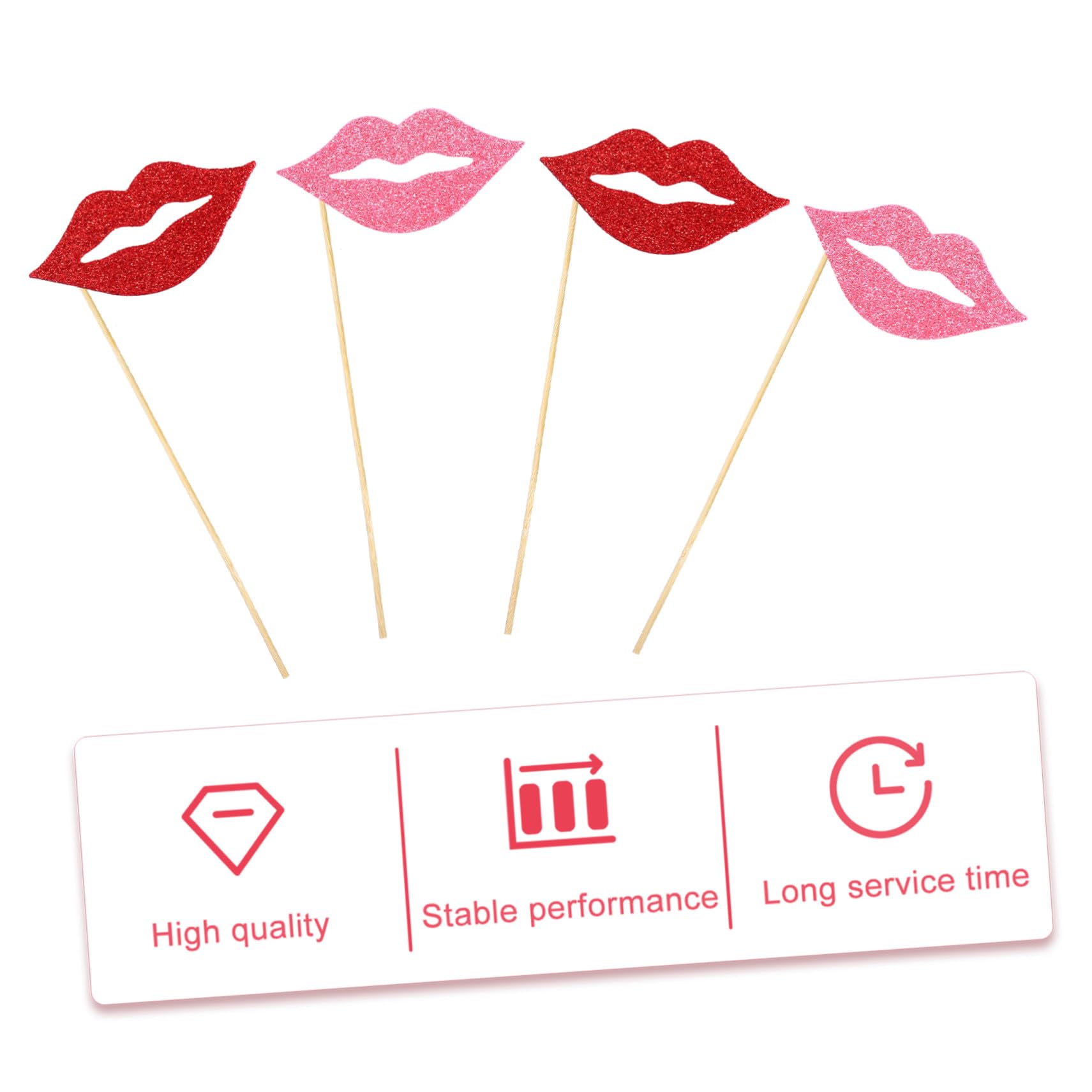 3 Sätze Teiliges Lustige Rote Und Pinke Lippen Fotorequisiten Aus Papier Handliche Party Accessoires Für Fotos Und Hochzeitsfeiern Für Geburtstage Und Festlichkeiten 40 Stück * 3