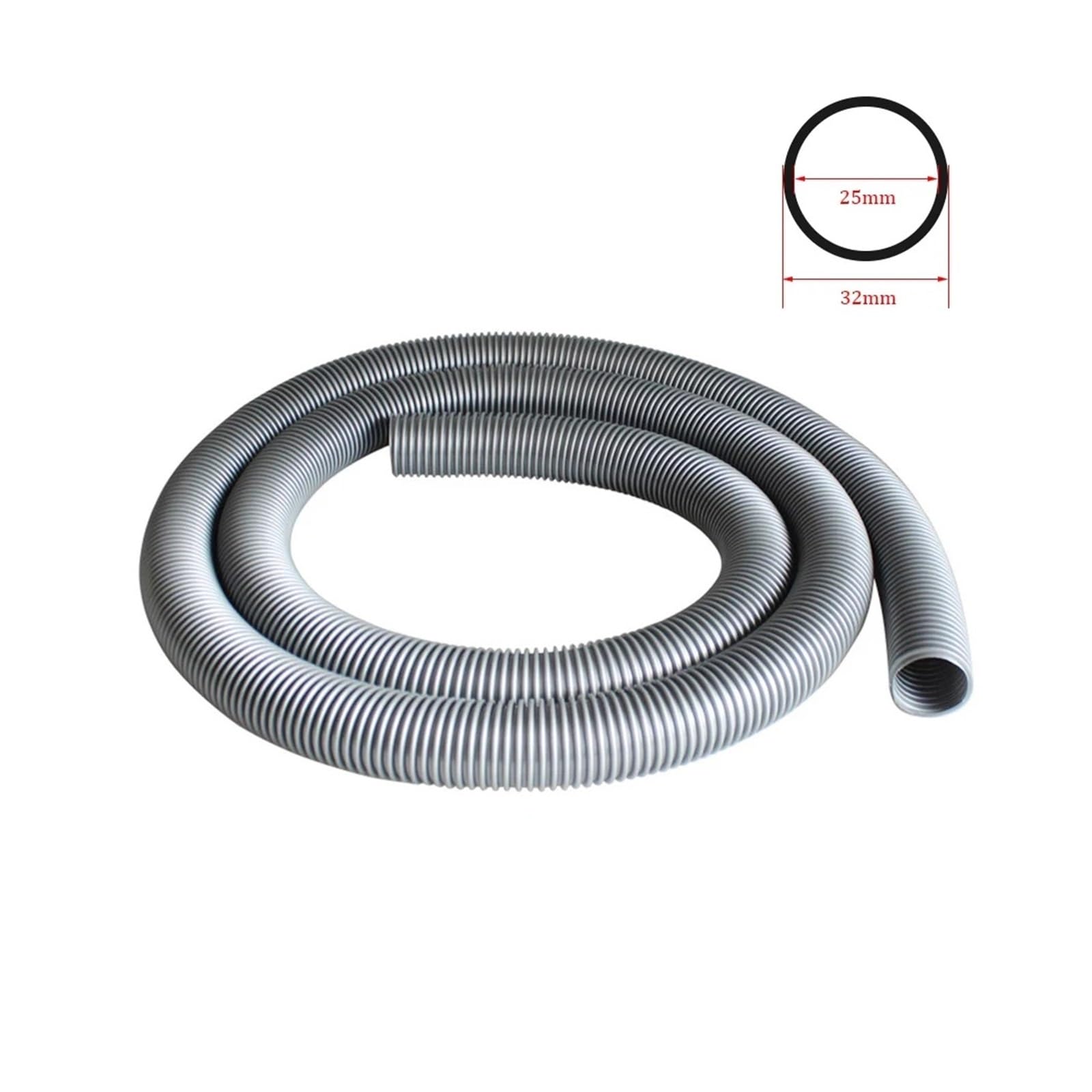 Fuelle/Pajita/Manguera de Rosca/Tubo Blando for aspiradora doméstica, Interior de 25 mm y Exterior de 32 mm, Accesorios for mangueras Grises de Tubo de aspiradora Duradero(Black-4m)