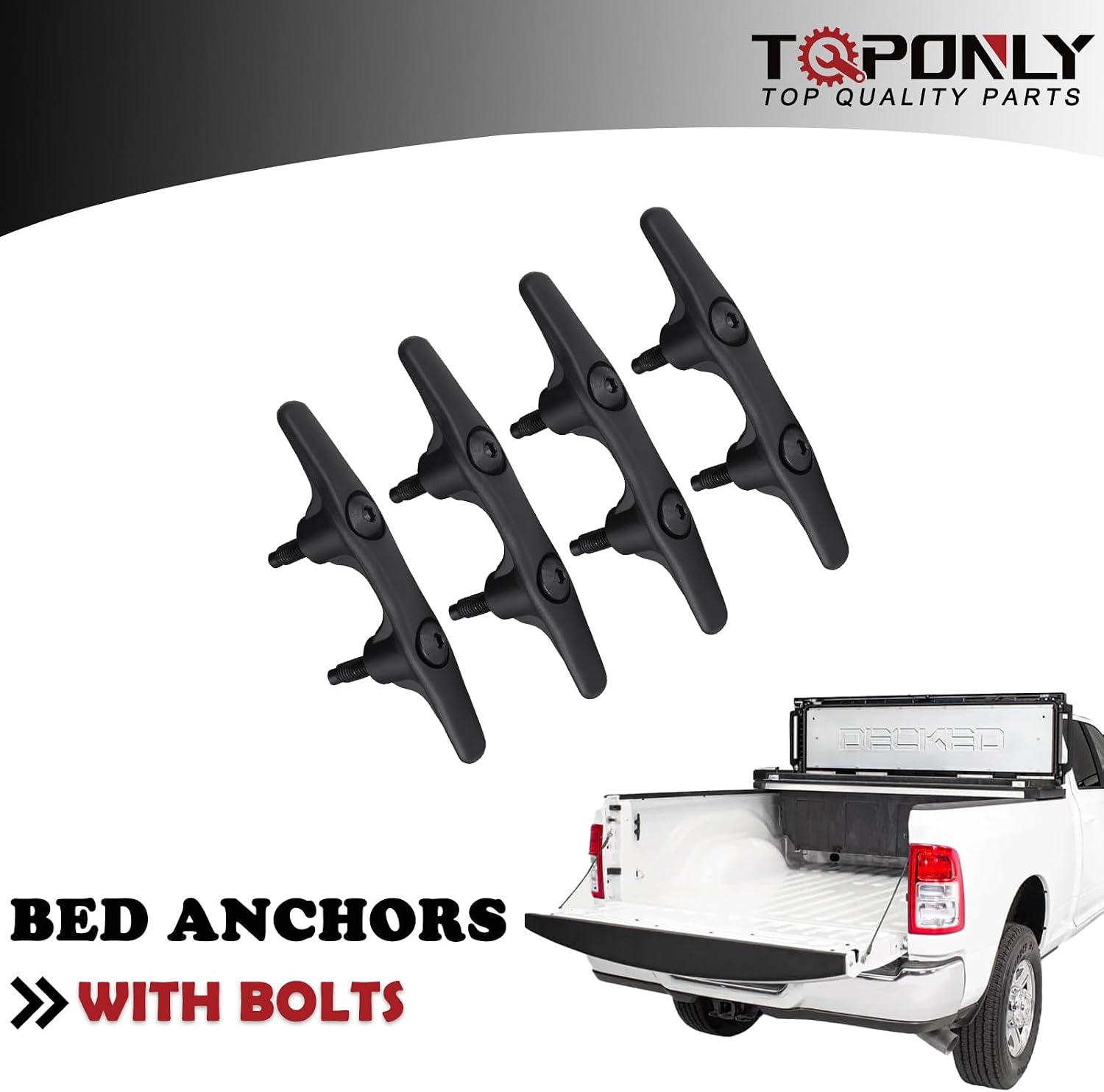 TQPONLY Truck Bed Tie Down Hooks Anchors W/Bolts | Compatible with 2002-2008 Ram 1500 2500 3500,2019-2020 Dodge Ram 2500 New Body Style Truck Bed Rail Cleats Car Accessories | Replaces 55276735AB