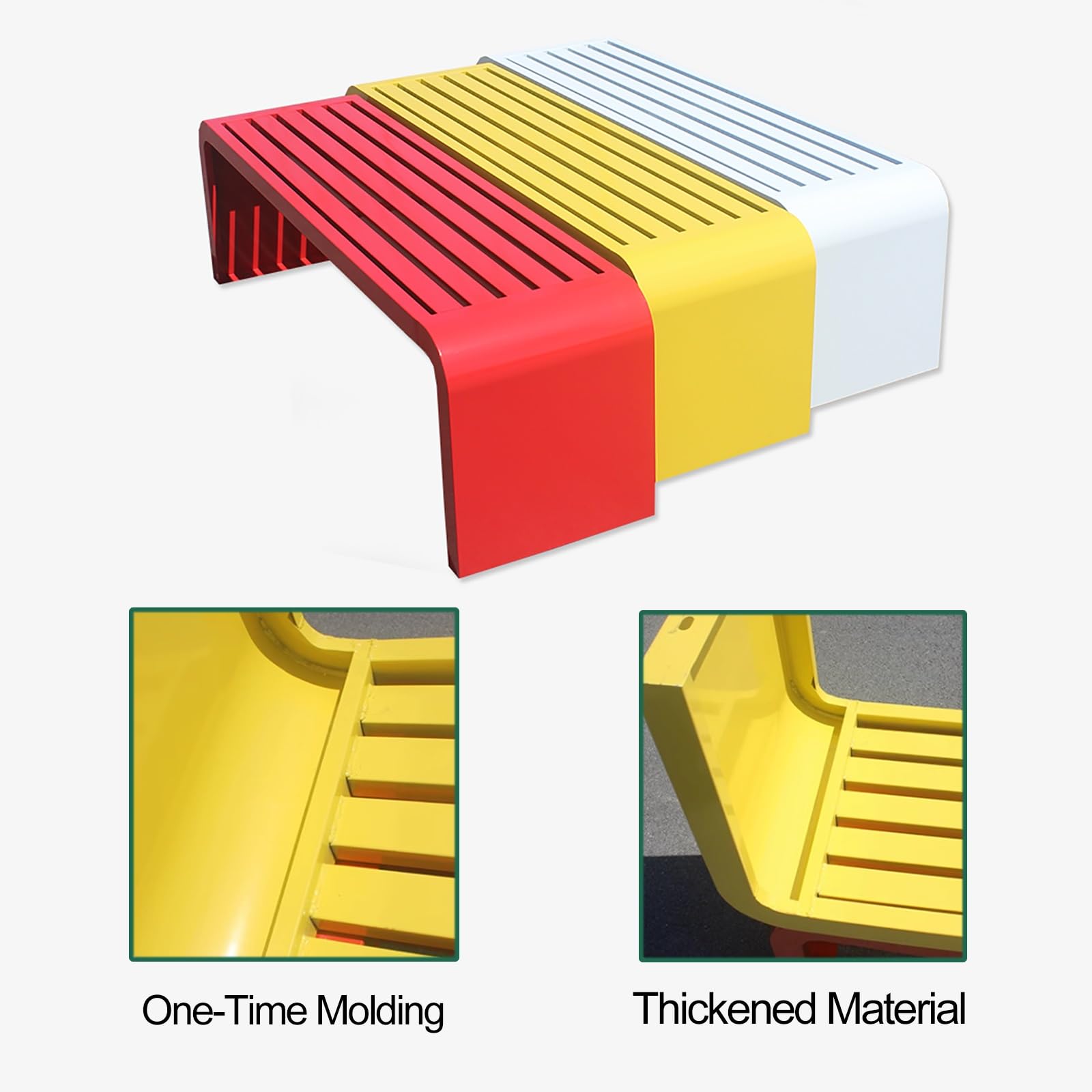 Bancos de metal para exteriores, resistentes a la intemperie, sin respaldo, diseño de listones para patios, jardines y piscinas, asientos para exteriores, elegantes y funcionales
