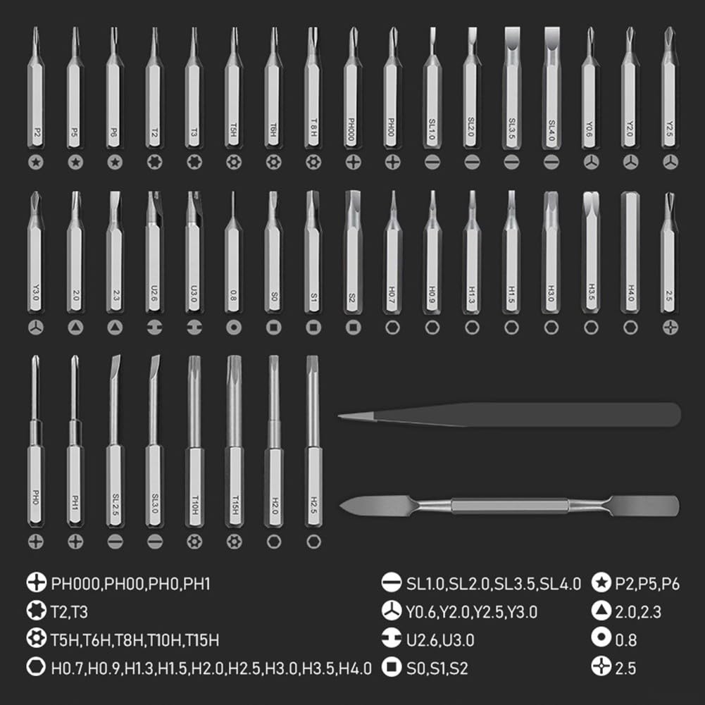 Juego de destornilladores magnéticos 45 en 1 con 42 puntas para reparación electrónica, compatible con teléfonos móviles, drones, cámaras, Game Conso