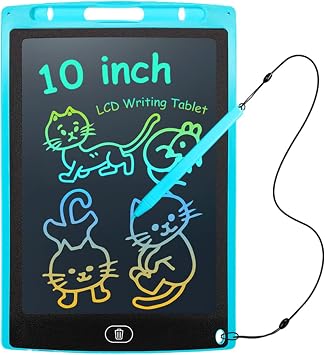 Drawing Board, Write and Erase Board, Reusable Electronic Memo, High Brightness, Colorful Screen, For Kids, Drawing, Learning, Doodling, Creating, Parent-child Fun, LCD Writing Tablet, Bulletin Board Notepad, Stylus Pen Included, Erase Contents with One Touch, Girls, Boys, Elementary School Students, 4 and 4 Years Old, Birthday, Input Type, Gift Blue
