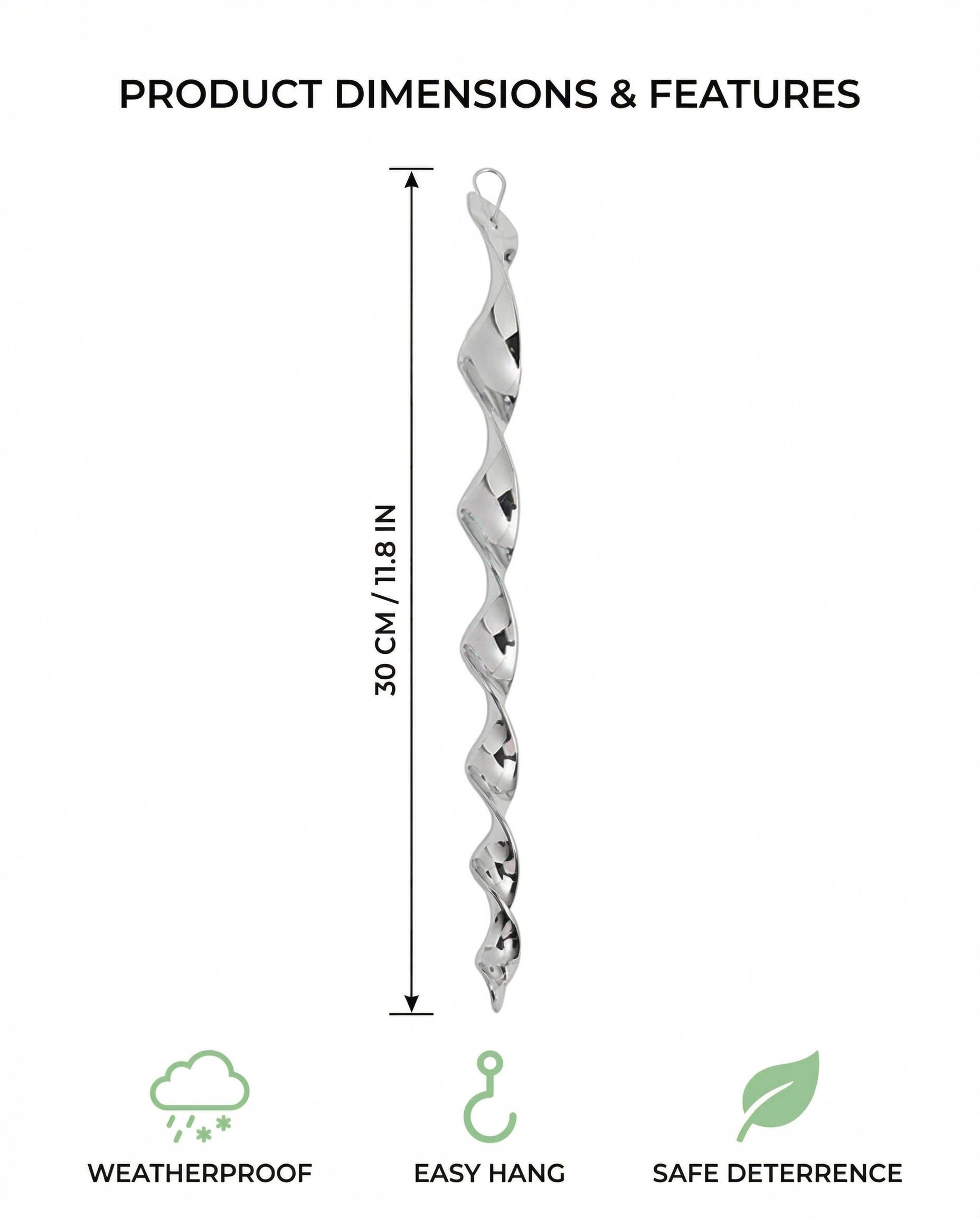 Aste Scaccia Uccelli 4 Pezzi Riflettenti Olografiche Deterrente Visivo Efficace per Balcone, Giardino, Tetto & Frutteto contro Piccioni, Passeri e Corvidi.
