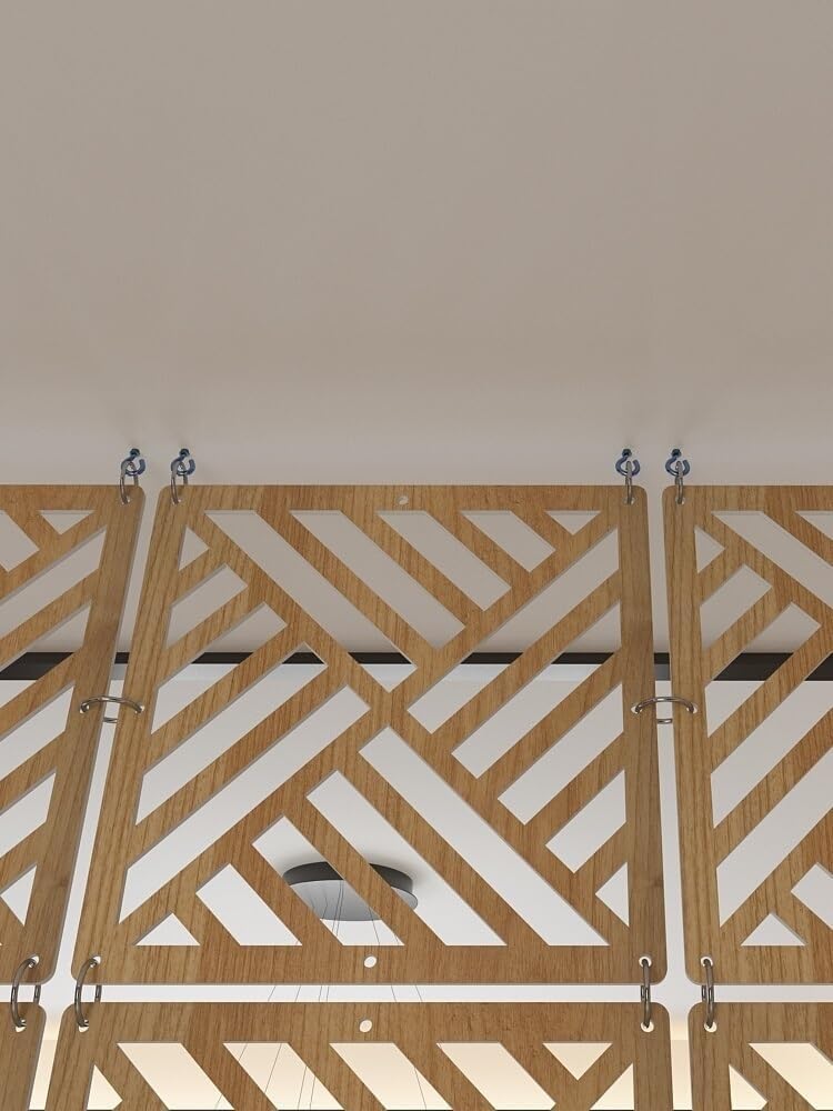 Séparateur de pièce Suspendu Panneau Bois-Plastique Creux pour Les Maisons à Haut Plafond, Décoration d'écran Suspendue Simple pour la Maison, 1 à 100 pièces en Option(Natural b,8Pcs)