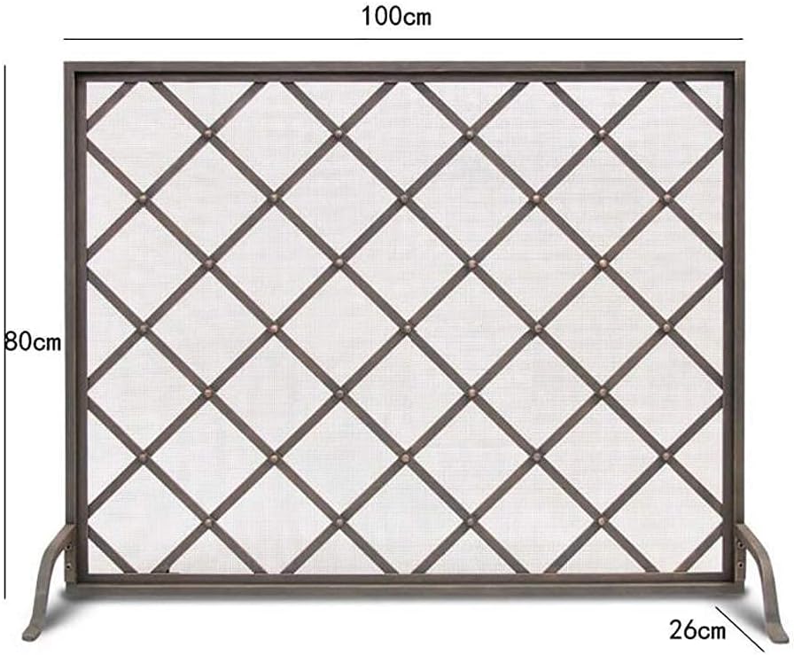 暖炉火花保護シングルパネル大型フラットガード暖炉スクリーン、錬鉄製金属装飾メッシュ、赤ちゃんに安全な火花ガードプロテクターカバー、ブ
