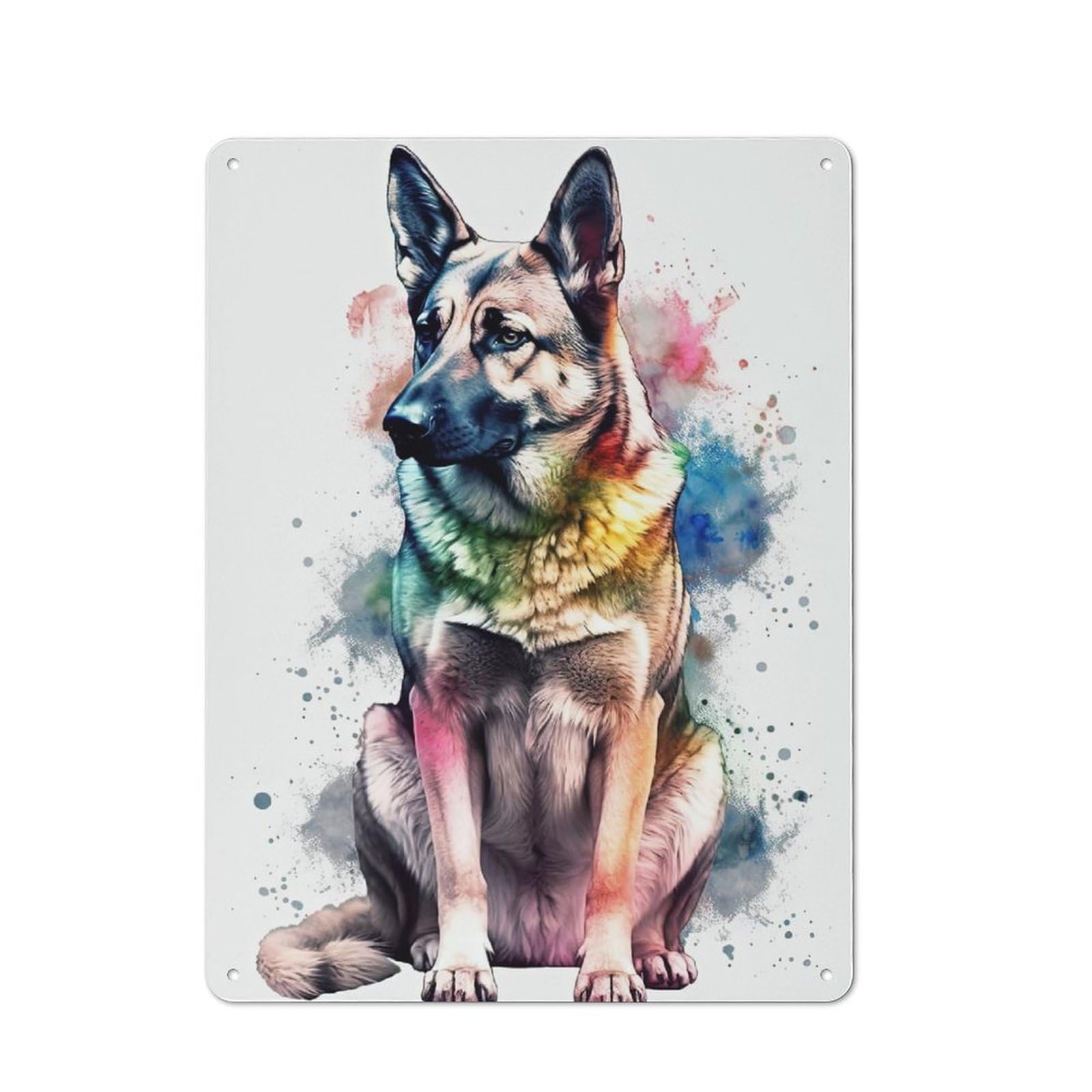 German Shepherd Loft Style Metal Wall Decor 40x30cm, Decorative Metal Plaque for Loft, Studio, Office Or Creative Room
