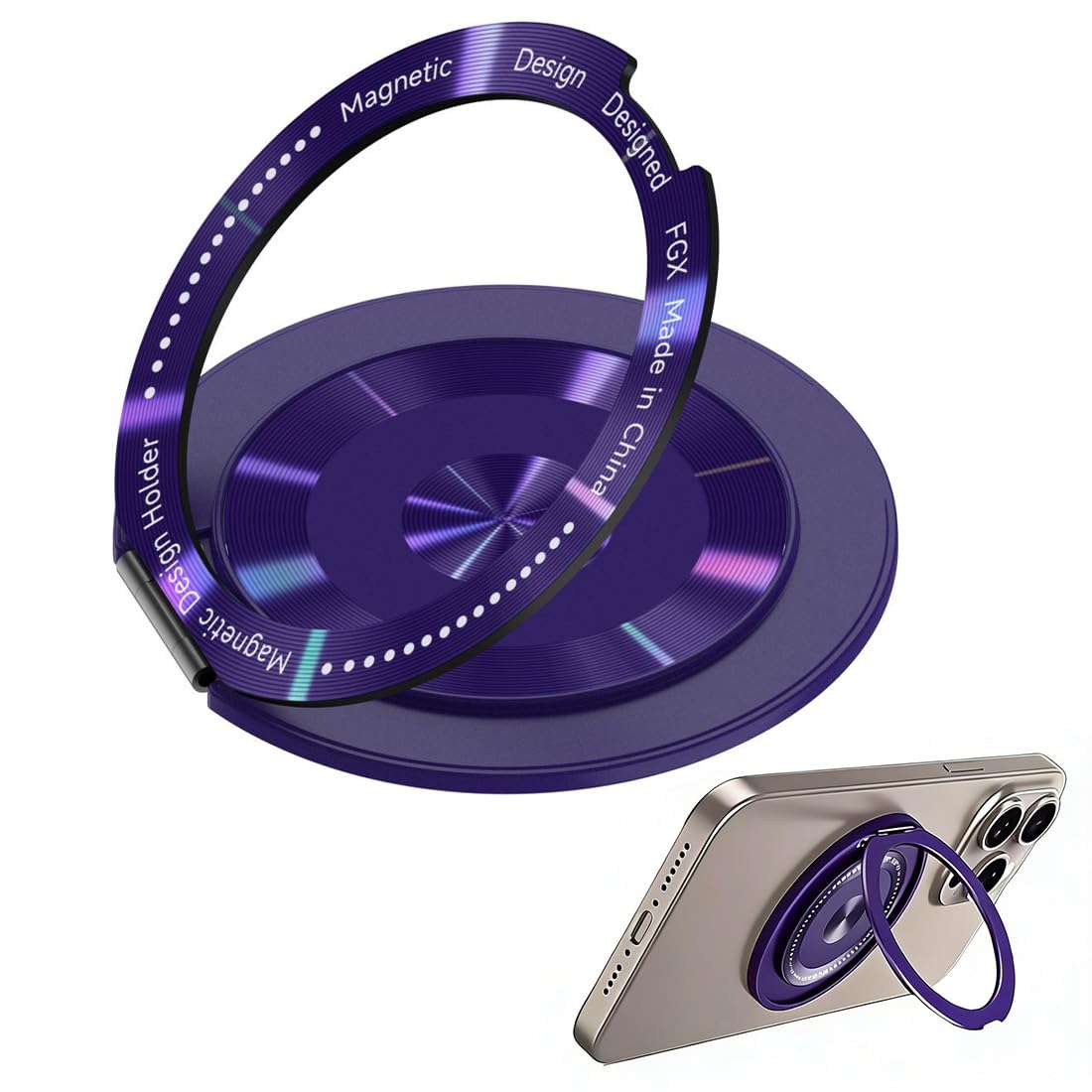 IEBTAWN LYITZW 1 Anello Cellulare Universale,Supporto Telefono Rotazione 360°,Impugnatura Sicura per Mani Libere,Angolo Regolabile per Visione Desktop,Videochiamate e Apprendimento Online, Viola