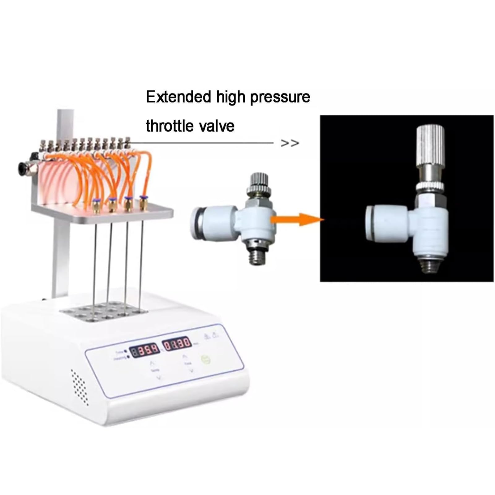 Evaporador de muestra concentrador de nitrógeno, altura ajustable con módulo de 12 agujeros, conector rápido de cobre y ajustes de temperatura para uso en laboratorio