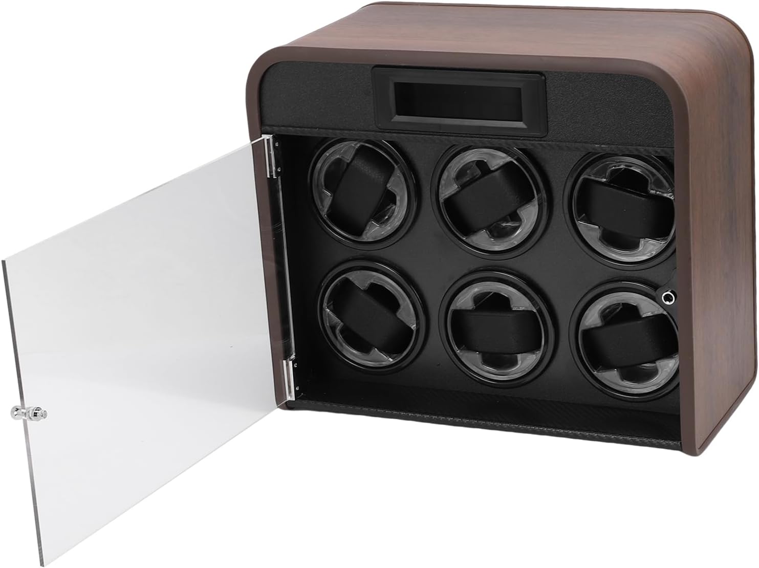 Zunate Watch Winder Box 6 Slot Quiet 10dB with, Smartphone App LED Light Control for Automatic Mechanical Watches, Wooden Display Box/Cover