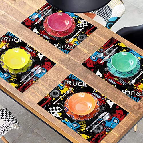 Set de table Monster Truck lavable antidérapant résistant chaleur table à manger - 8