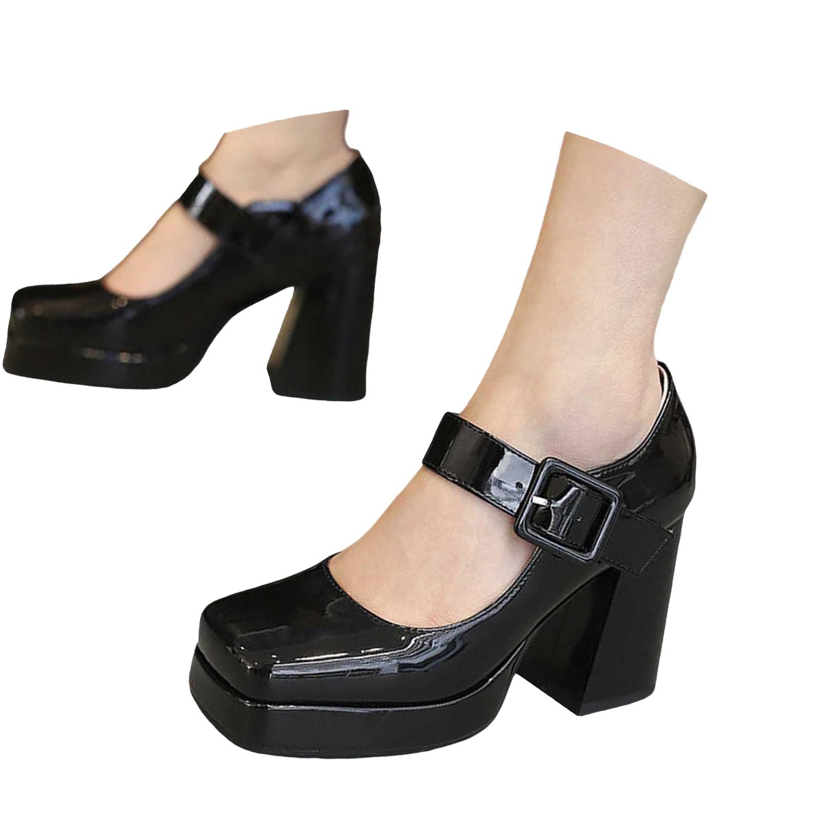 Zapatos altos para mujer, color blanco, zapatos de tacón Mary Jane, zapatos de plataforma de los años 70, zapatos de tacón alto, zapatos de baile para oficina, fiesta