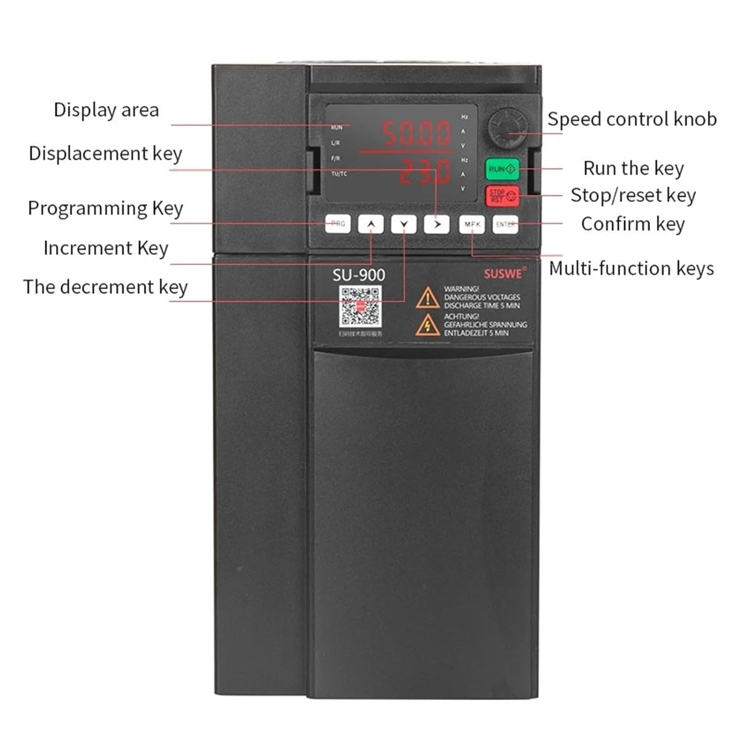 SU800 High-Performance VFD Inverter 220V 380V 0.75KW/1.5KW/2.2KW Variable Frequency Drive Converter for 3 Phase Motor(2.2KW 220V)
