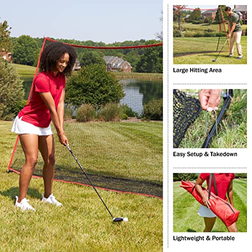 Vacsax 10X7 Heavy-Duty Golf Net With Steel Frame - Indoor And Outdoor Use Sports Double Side Adjustable Soccer Rebounder For Practice Foldable Football Training Kickback Target Goal Net #TOP3