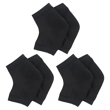 Snadulor 3 Pairs Moisturizing Feet Sleeve Gel Heel Socks for Dry Cracked Heels,Spa Gel Socks,Open Toe Socks for Men Women,Black