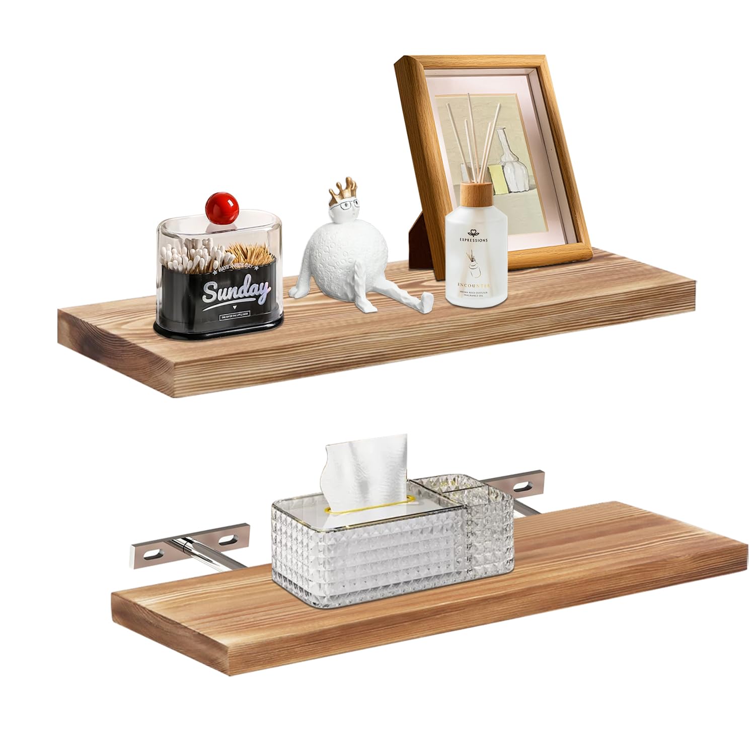 Étagères Flottantes Murales 2 Ensembles Kaki pour Salle de Bain Salon Chambre Cuisine