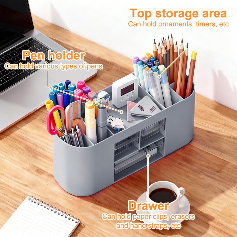 Organisateur de Bureau Multifonctionnel à 10 compartiments, Rangement Bureau Organisateur de Maquillage Boîte à Cosmétique pour Maison École Bureaus, pour papeterie, crayons de couleur