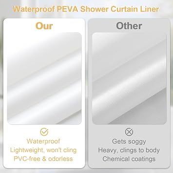 3 in 1 Light Brown Shower Curtain Set with PEVA Liner & 12 Hooks, 72 x 72