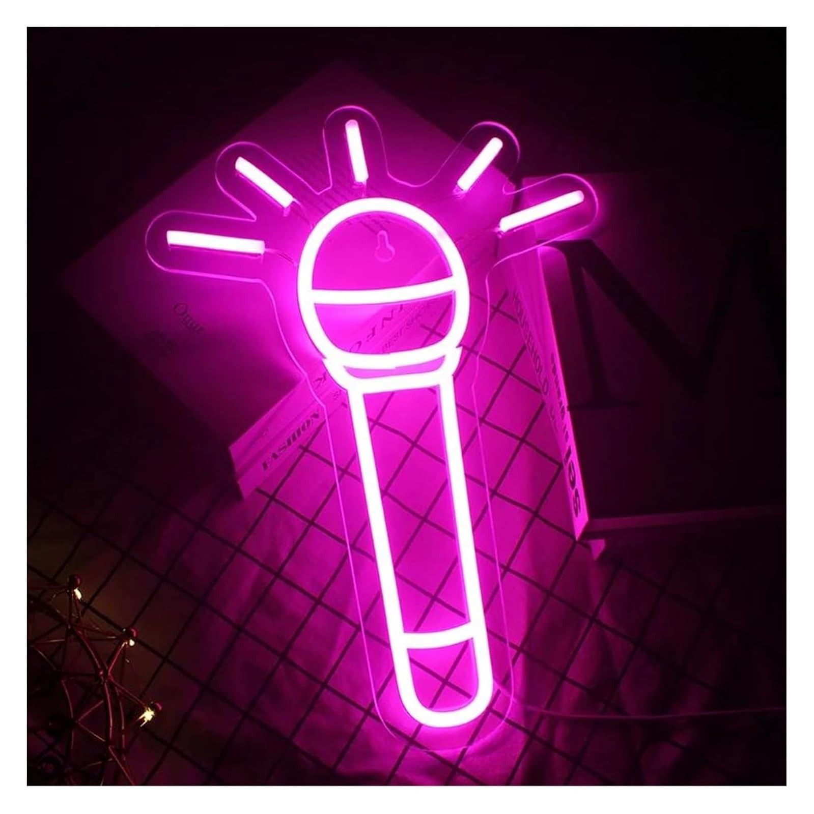 lampe au néon Enseigne au néon LED avec microphone, lampe de nuit interrupteur, décoration murale suspendue pour magasin et maison