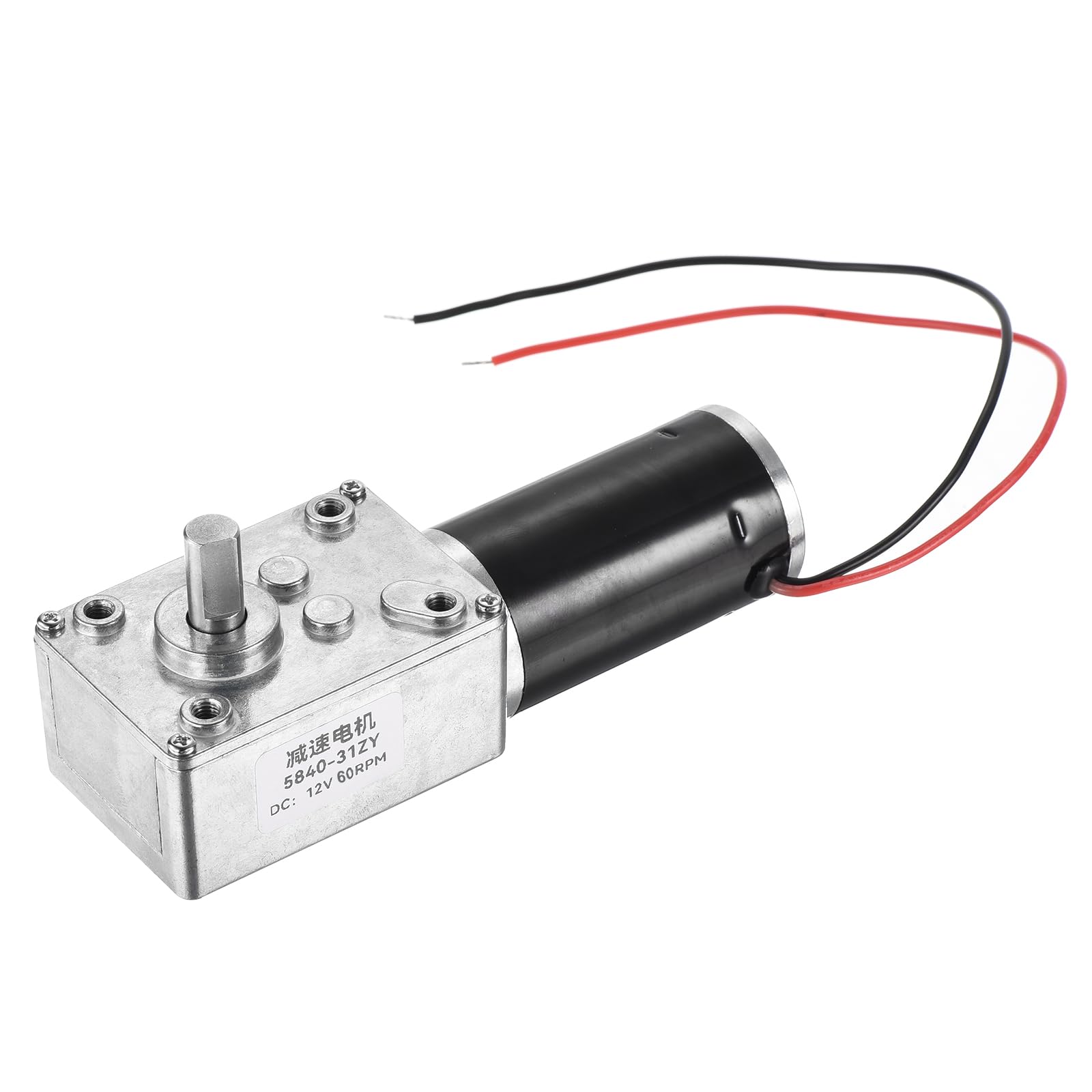 QUARKZMAN DC 12V 60RPM Schnecken Getriebe Motor 8mm D Welle Untersetzung Elektro Motor Untersetzungsgetriebe Hohes Drehmoment Niedrige Geschwindigkeit Mini Turbinen Schnecken Motor mit Draht