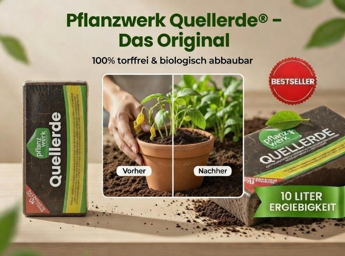 PFLANZWERK® Pflanzkübel Quellerde Blumenerde Pflanzerde 600 Liter *100% Bio* *100% TORFFREI* - Premium MARKENQUALITÄT -