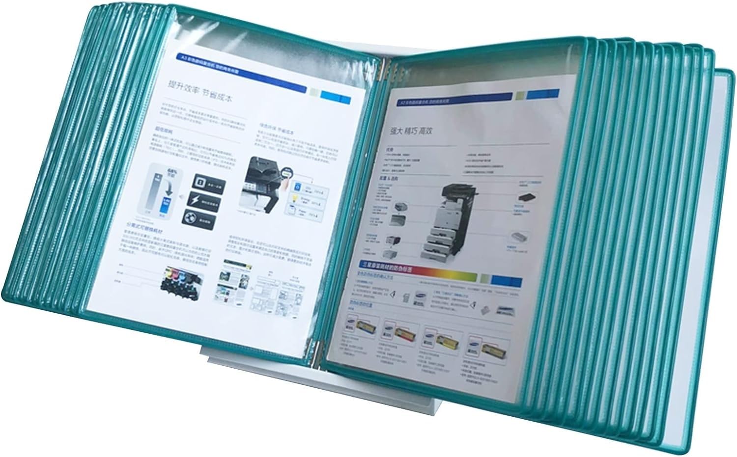 noxozoqm Desktop Reference And Display ，A4 Desk Document Holder Stand With 30 Easy-Load Letter-Size Pockets - Assorted Colors(Color:B)