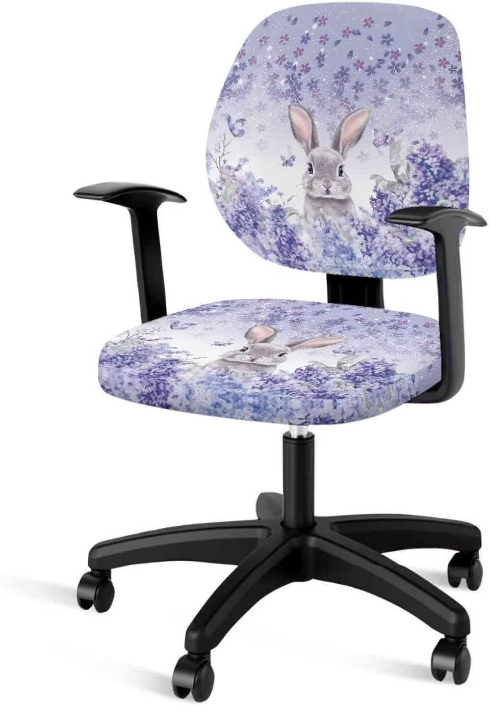 Bunny Seat Covers for Chairs Easter Protective Stretch Decorative Fabric Cover Easy to Install Seat Cushion Split Protectors Lightweight Computer Office Chair Cover